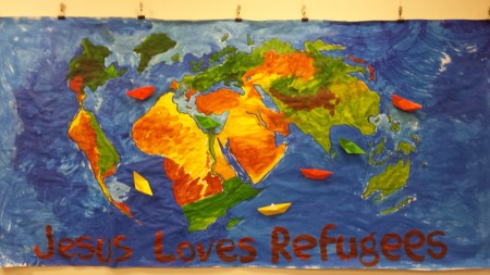 Messy Church refugees mural